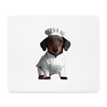 Chiens, Chiot teckel, Teckel, Chien, cuisine, restaurateur - Tapis de souris (format paysage) - blanc - Devant