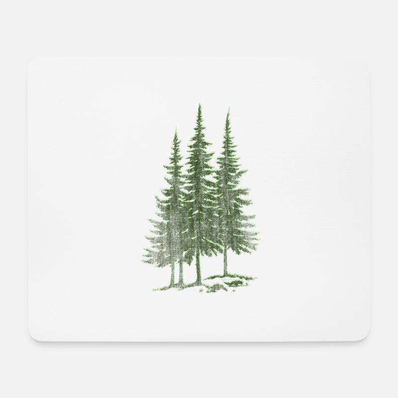 Wald Fichte Tannen Bäume - Mousepad (Querformat) - Weiß