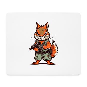 Eichhörnchen bis an die Zähne bewaffnet - Mousepad (Querformat) - Weiß - Vorne