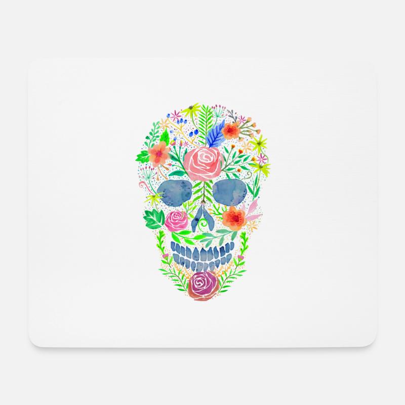 Blumenschädel - Mousepad (Querformat) - Weiß