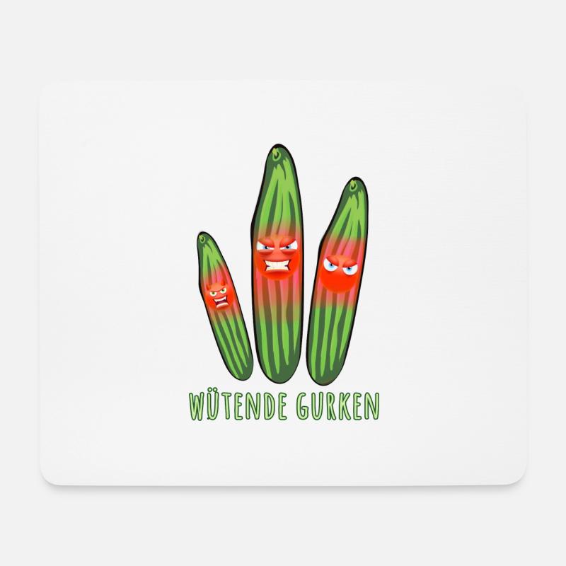 Wütende Gurke, Gurken, Comic, Gurke - Mousepad (Querformat) - Weiß