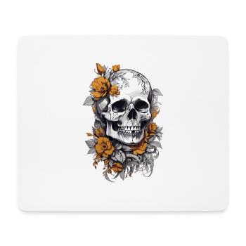 Totenkopf mit Blumen - Mousepad (Querformat) - Weiß - Vorne