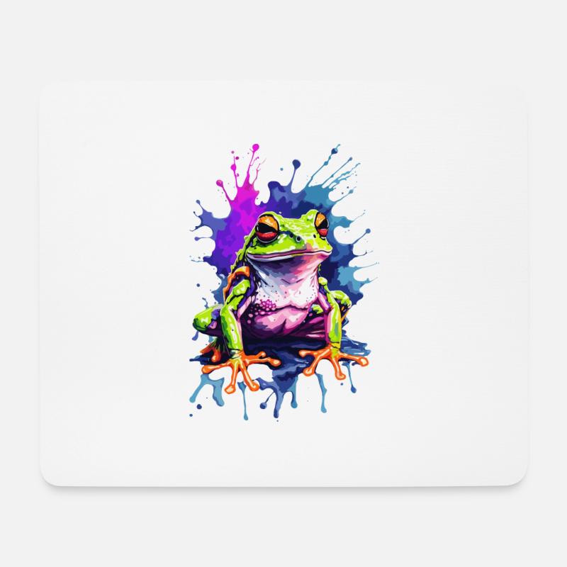Frosch cool bunt in Aquarellen. Illustration - Mousepad (Querformat) - Weiß