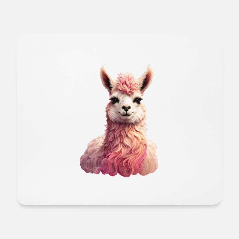 Lama, Alpaka, bunt, Kind, Geschenk, niedlich, süß - Mousepad (Querformat) - Weiß