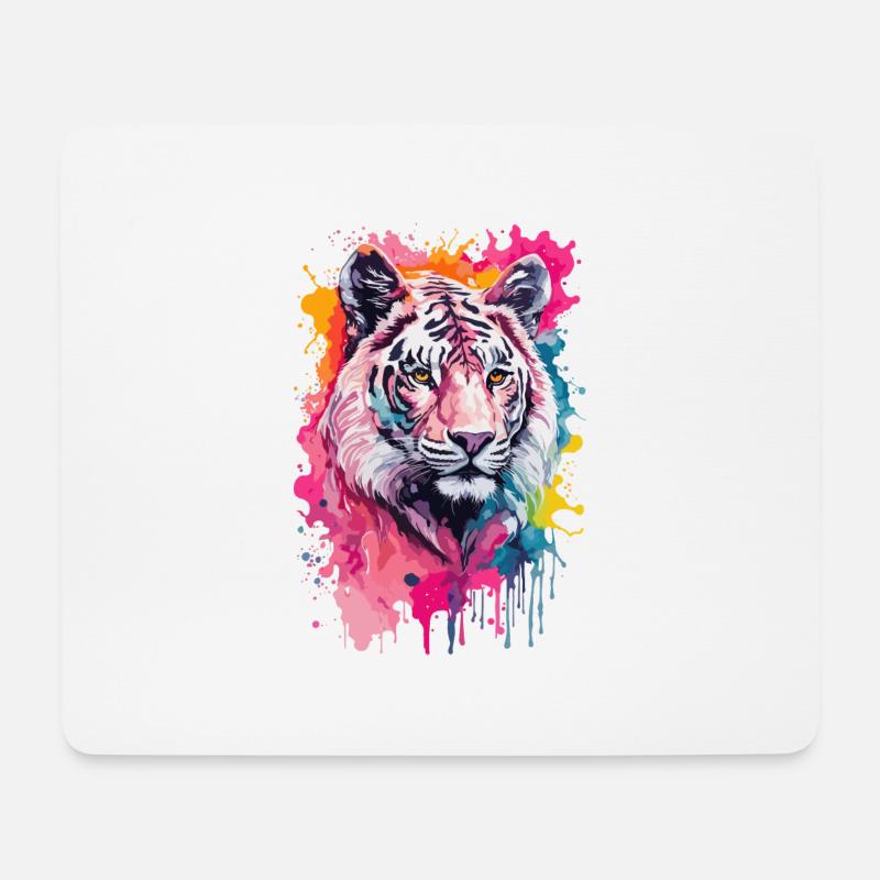 Löwe cool und cool in Aquarellfarben - Mousepad (Querformat) - Weiß