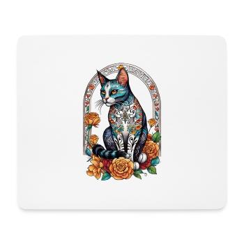 Katze Mexiko - Dia de los Muertos - Mousepad (Querformat) - Weiß - Vorne