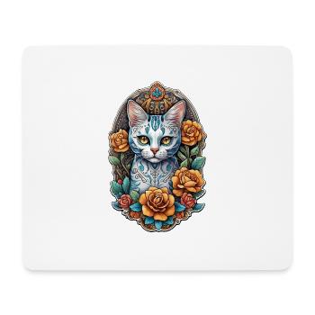 chat mexique - dia de los muertos - Tapis de souris (format paysage) - blanc - Devant