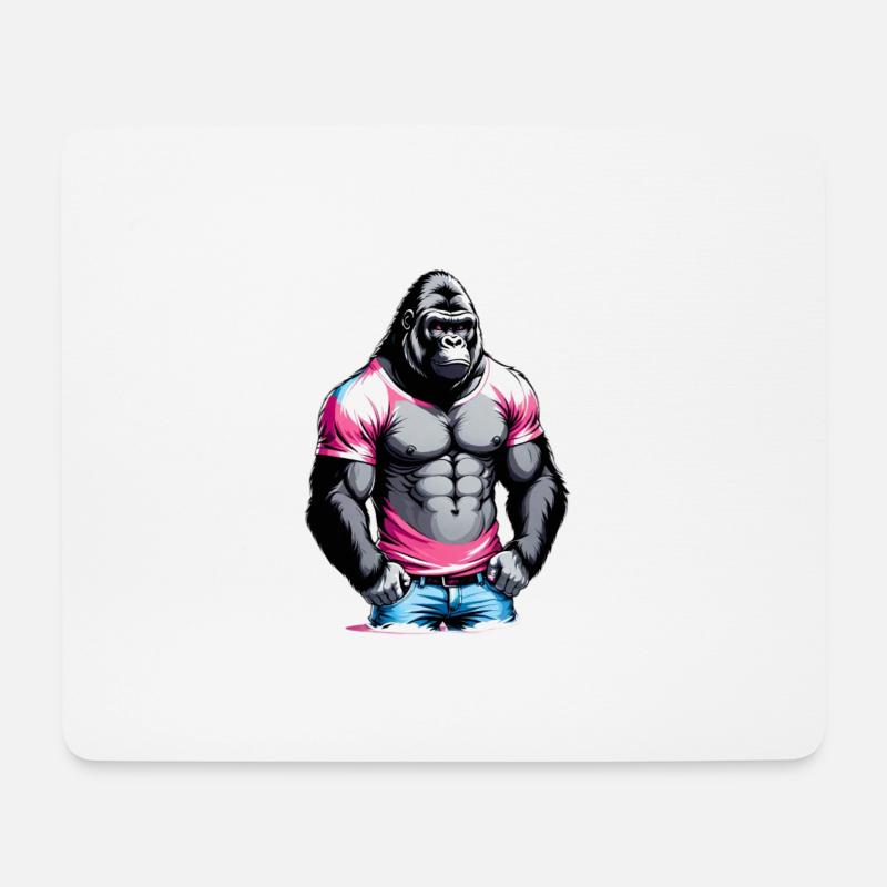 Boxen Gorilla Boxershorts - Mousepad (Querformat) - Weiß