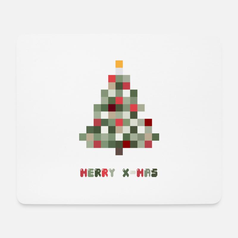 Frohe Weihnachten 8-Bit Retro Tannenbaum - Mousepad (Querformat) - Weiß
