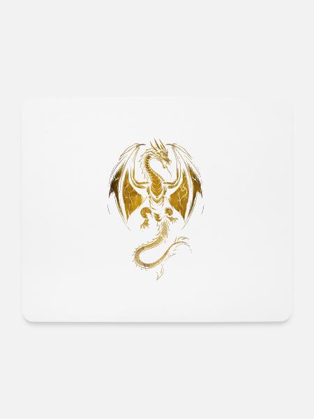 Goldener Drache zügellos - Mousepad (Querformat) - Weiß