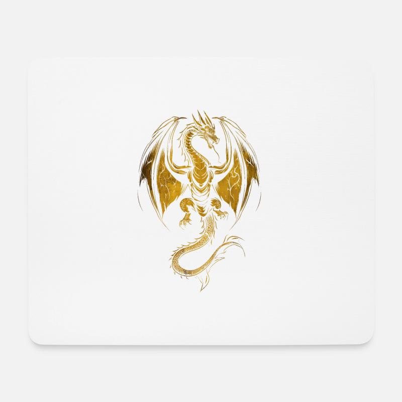 Goldener Drache zügellos - Mousepad (Querformat) - Weiß