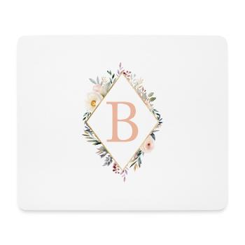 B Monogram, Floral, Boho - Mouse Pad (horizontal) - white - Front