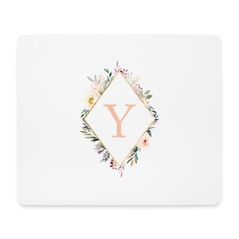 Y monogramme, Floral, Boho - Tapis de souris (format paysage) - blanc - Devant