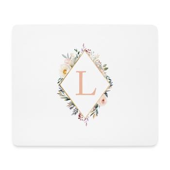 l Monogramme, Floral, Boho - Tapis de souris (format paysage) - blanc - Devant
