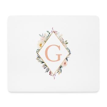 G Monogramm , Floral, Boho - Mousepad (Querformat) - Weiß - Vorne