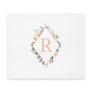 R Monogramm , Floral, Boho - Mousepad (Querformat) - Weiß - Vorne