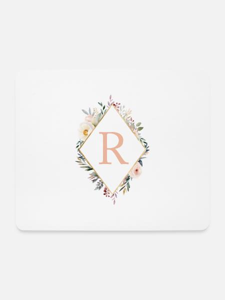 R Monogramm , Floral, Boho - Mousepad (Querformat) - Weiß