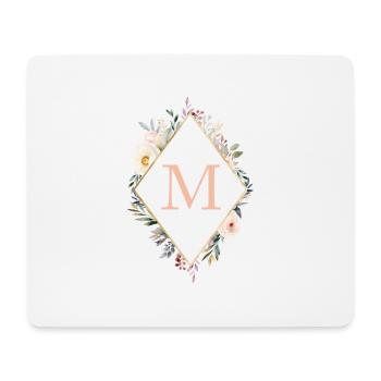 M monogramme, Floral, Boho - Tapis de souris (format paysage) - blanc - Devant