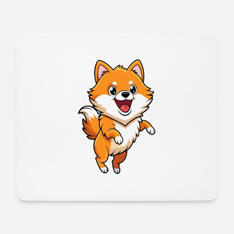 Energischer Pomeranian hüpft vor Aufregung - Mousepad (Querformat) - Weiß