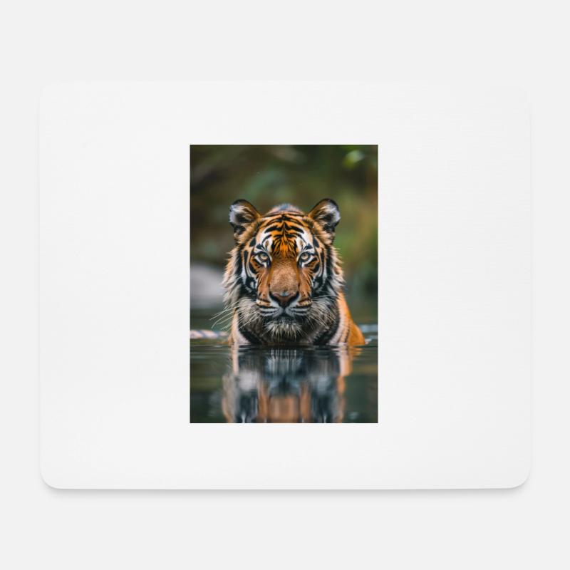 Tiger im Wasser | AI - Mousepad (Querformat) - Weiß