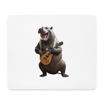 Nilpferd Musiker Gitarre - Mousepad (Querformat) - Weiß - Vorne