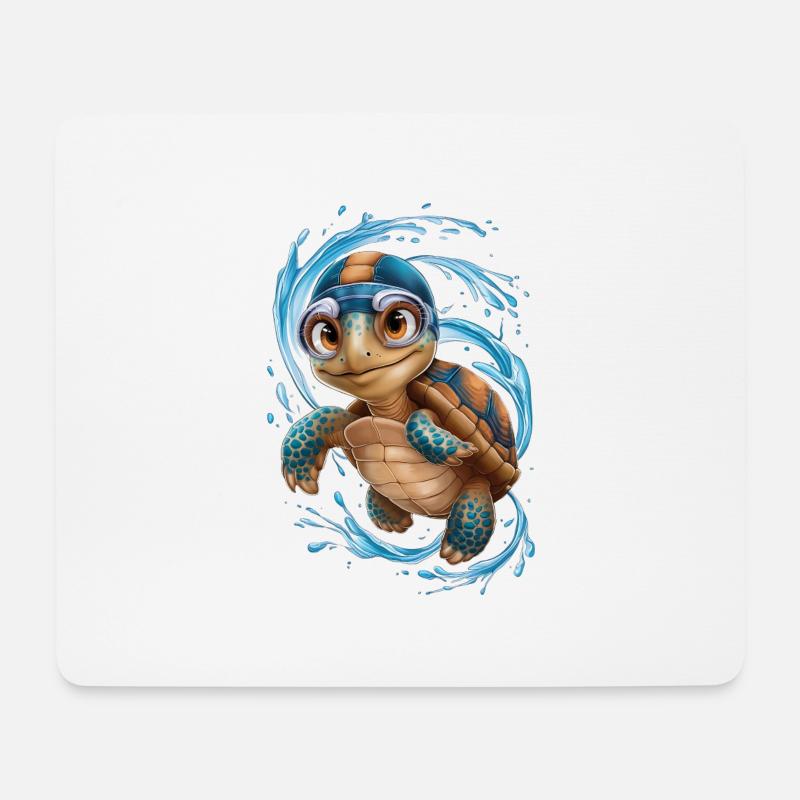 Viel Spaß beim Schwimmen, Schildkröte! - Mousepad (Querformat) - Weiß