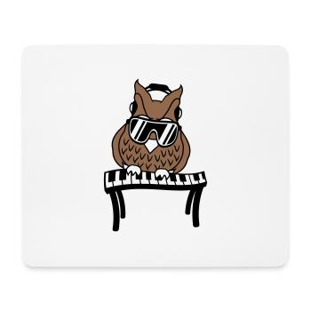 DJ Eule Nacht Vogel Klavier Keyboard Taste Spielen - Mousepad (Querformat) - Weiß - Vorne