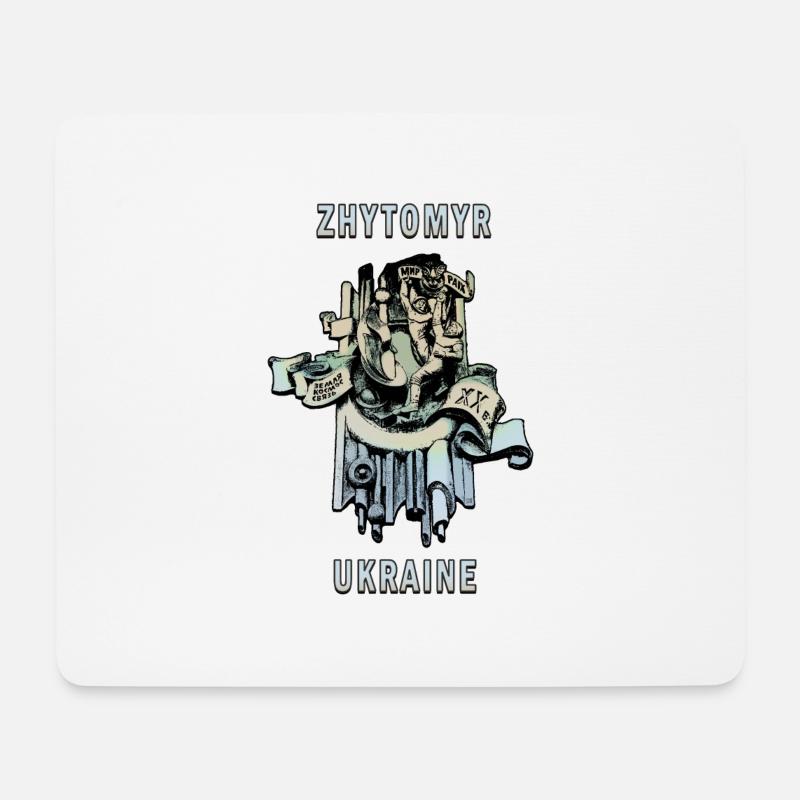 Zhytomyr Cosmonaut (ENG) - Ukraine Architecture - Mouse Pad (horizontal) - white