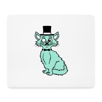 Sir Cat Gentleman Chapeau haut de forme Monocle Rich Gentleman - Tapis de souris (format paysage) - blanc - Devant