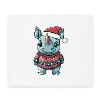 Bande dessinée de Noël Rhino - Tapis de souris (format paysage) - blanc - Devant