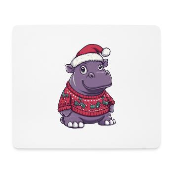 Nilpferd Weihnachten Comic - Mousepad (Querformat) - Weiß - Vorne
