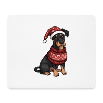 Dobermann Hund Weihnachten Comic - Mousepad (Querformat) - Weiß - Vorne