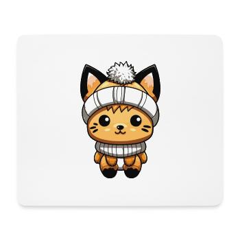 Fuchs Winter Tier Baby Comic - Mousepad (Querformat) - Weiß - Vorne