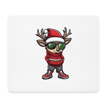 Hirsch Weihnachten Comic Cool - Mousepad (Querformat) - Weiß - Vorne