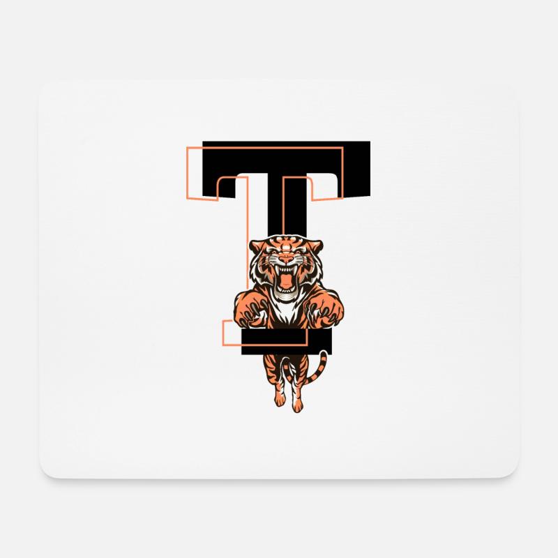 Tiger Buchstabe T - Geschenkidee - Mousepad (Querformat) - Weiß