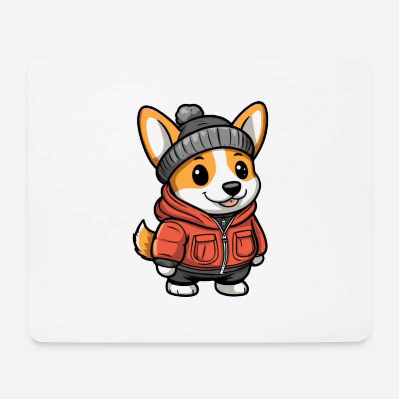 Corgi Hund Cartoon - Mousepad (Querformat) - Weiß