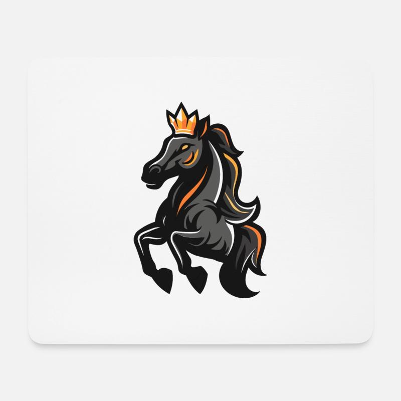 Pferd Cartoon Krone - Mousepad (Querformat) - Weiß