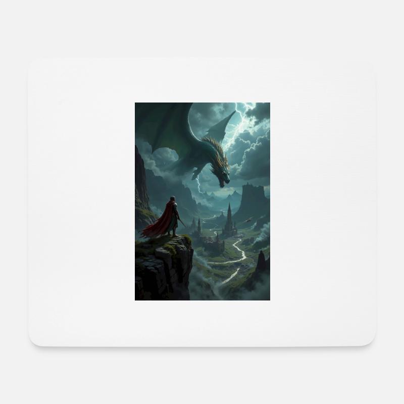Fantasy-Gemälde, Drache. - Mousepad (Querformat) - Weiß