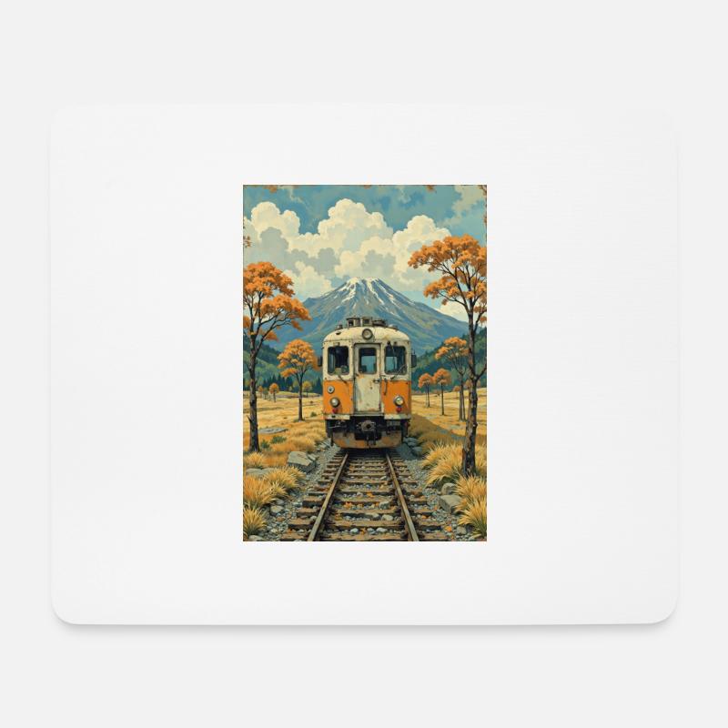 Retro Zug Bild - Mousepad (Querformat) - Weiß