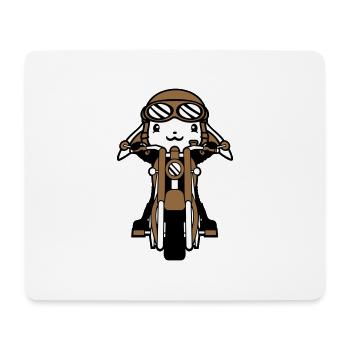 Hase Motorrad Fahren Biker Fahrer Roller Mofa Cool - Mousepad (Querformat) - Weiß - Vorne