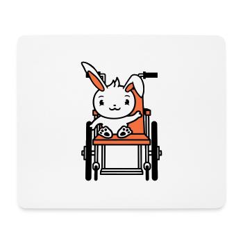 Hase Rollstuhl winkt behindert laufen krank Beine - Mousepad (Querformat) - Weiß - Vorne