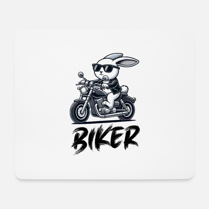 hase motorrad biker - Mousepad (Querformat) - Weiß