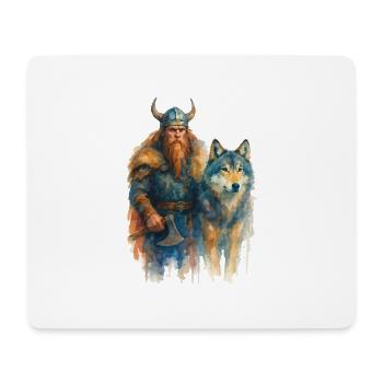 Loup Viking - Tapis de souris (format paysage) - blanc - Devant