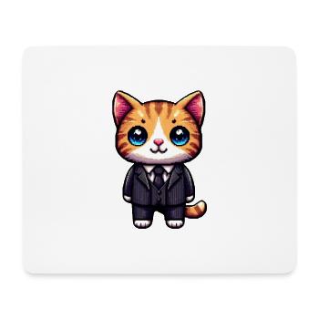Pixel-Art-Katze - Mousepad (Querformat) - Weiß - Vorne
