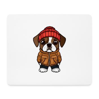 Boxer Hund Winter - Mousepad (Querformat) - Weiß - Vorne