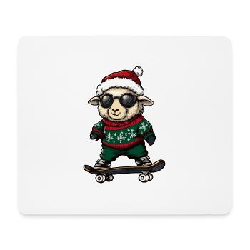 Mouton Noël Drôle - Tapis de souris (format paysage) - blanc - Devant