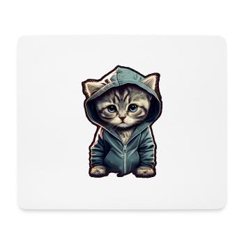 Babykatze mit Hoodie - Mousepad (Querformat) - Weiß - Vorne