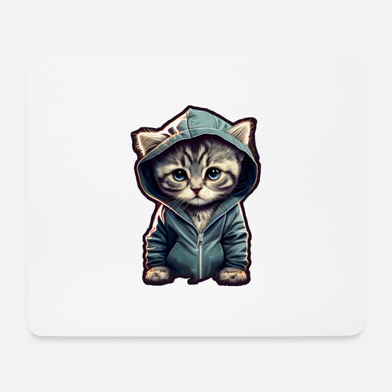 Babykatze mit Hoodie - Mousepad (Querformat) - Weiß