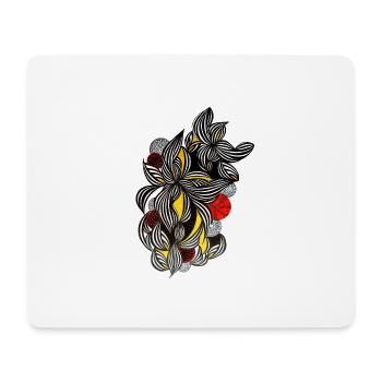 Schwarz Weiß Linienblumen Gelb Akzente - Mousepad (Querformat) - Weiß - Vorne