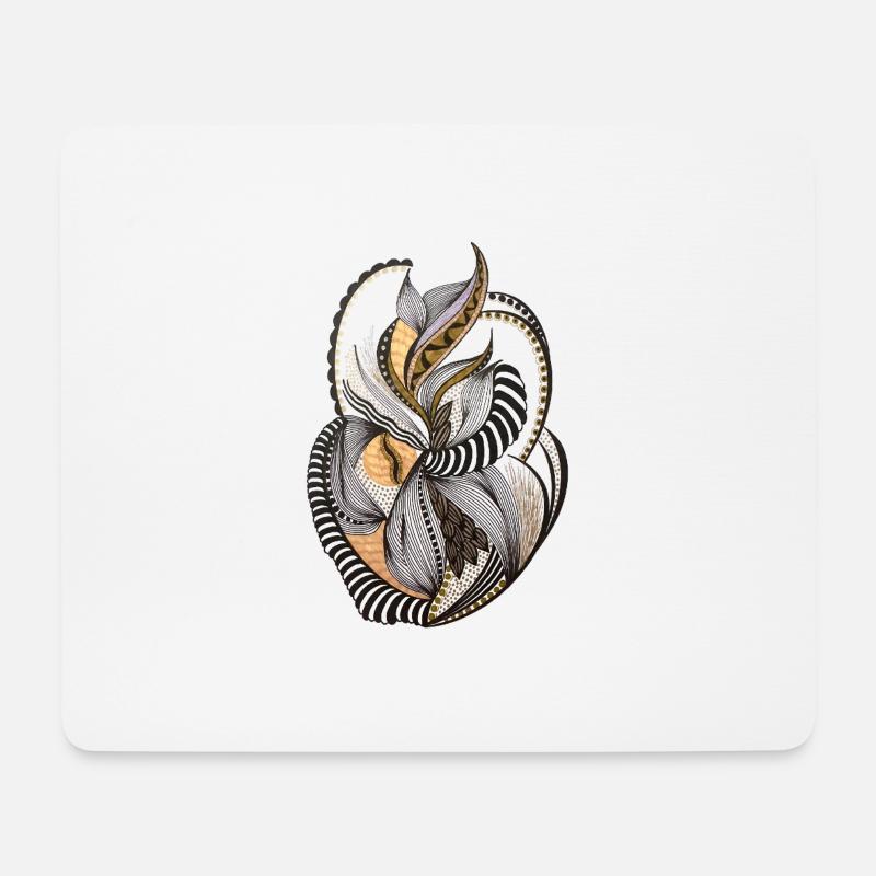 Organic leaf pattern in gold and black - Mouse Pad (horizontal) - white